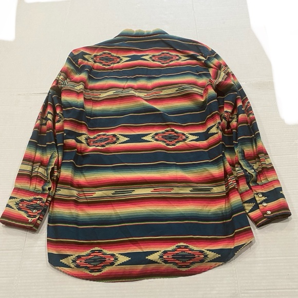 Vtg 80-90s Roper Colorful Aztec Print Long Sleeve Western Shirt Mens L Rodeo USA - Picture 2 of 5
